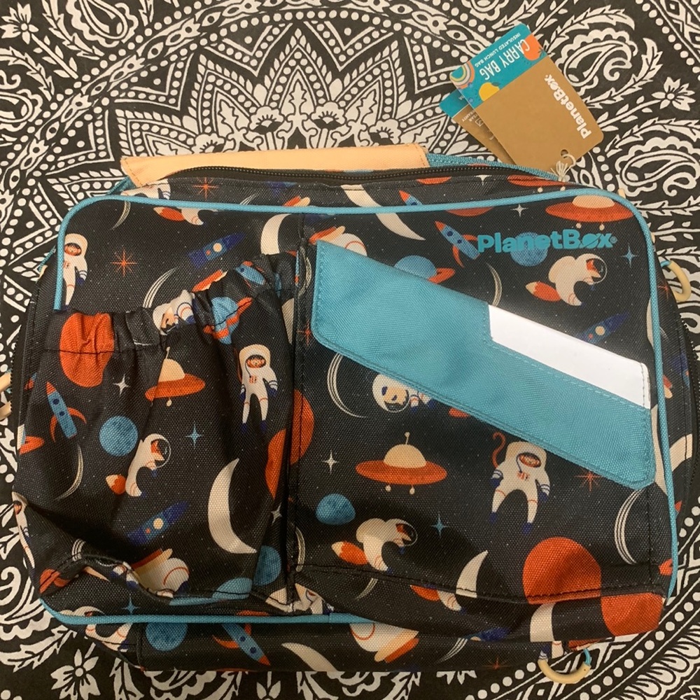 PlanetBox Kids Black Space Lunch Bag with Teal Accent